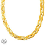 Braided gold herringbone necklace showcasing 18K gold light luxury design