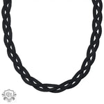 Black braided necklace featuring 18K Gold in a light luxury braided design