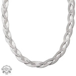 Braided silver herringbone necklace in 18K gold light luxury design