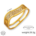 Gold-colored bangle with gemstones in high-quality 18K gold geometric design bracelet