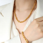 18K Gold Link Chain Bracelet & Necklace - QH Clothing