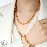 18K Gold Link Chain Bracelet & Necklace - QH Clothing