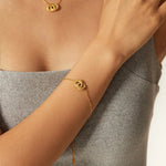 18K Gold Linked Double Circle Pendant Bracelet - QH Clothing