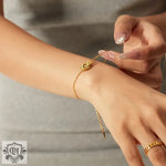 18K Gold Linked Double Circle Pendant Bracelet - QH Clothing