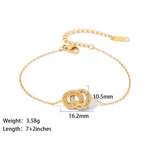 18K Gold Linked Double Circle Pendant Bracelet - QH Clothing