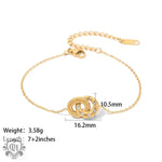 18K Gold Linked Double Circle Pendant Bracelet - QH Clothing