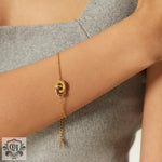 18K Gold Linked Double Circle Pendant Bracelet - QH Clothing