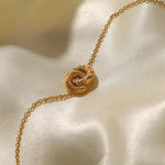 18K Gold Linked Double Circle Pendant Bracelet - QH Clothing