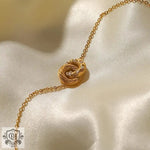 18K Gold Linked Double Circle Pendant Bracelet - QH Clothing