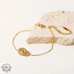 18K Gold Linked Double Circle Pendant Bracelet - QH Clothing