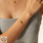 18K Gold Linked Double Circle Pendant Bracelet - QH Clothing