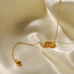 18K Gold Linked Double Circle Pendant Bracelet - QH Clothing