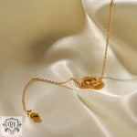 18K Gold Linked Double Circle Pendant Bracelet - QH Clothing