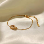 18K Gold Linked Double Circle Pendant Bracelet - QH Clothing