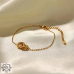 18K Gold Linked Double Circle Pendant Bracelet - QH Clothing