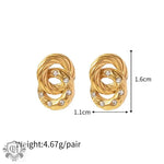 18K Gold Linked Double Ring Zircon Earrings - QH Clothing