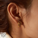 18K Gold Linked Double Ring Zircon Earrings - QH Clothing