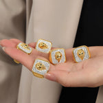 18k gold exquisite fashionable lion relief inlaid zircon design light luxury style ring - QH Clothing