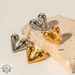 18K Gold Liquid Heart Drop Earrings - QH Clothing