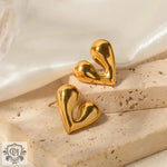 18K Gold Liquid Heart Drop Earrings - QH Clothing