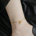 18K gold exquisite and noble lotus design light luxury style anklet - QH Clothing