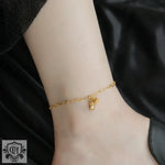 18K gold exquisite and noble lotus design light luxury style anklet - QH Clothing