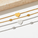 18K gold exquisite simple round beads with love double-layer design bracelet - QH Clothing