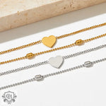 18K gold exquisite simple round beads with love double-layer design bracelet - QH Clothing