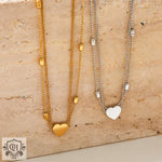 18K gold exquisite simple round beads with love double-layer design bracelet - QH Clothing