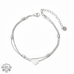 18K gold exquisite simple round beads with love double-layer design bracelet - QH Clothing