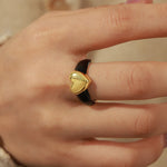 18K gold classic fashionable love design simple style open ring - QH Clothing