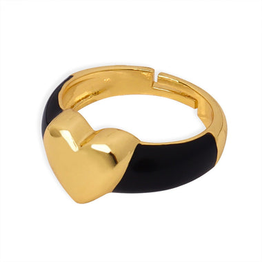 18K gold classic fashionable love design simple style open ring - QH Clothing