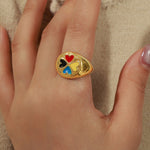 18K gold simple personalized love four-leaf clover design versatile ring - QH Clothing