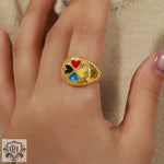 18K gold simple personalized love four-leaf clover design versatile ring - QH Clothing