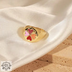 18K gold simple personalized love four-leaf clover design versatile ring - QH Clothing