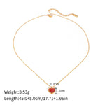 18K gold light luxury fashion love inlaid red agate design pendant necklace - QH Clothing