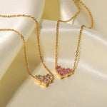 18K Gold Love Zircon Inlay Pendant Necklace - QH Clothing