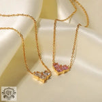 18K Gold Love Zircon Inlay Pendant Necklace - QH Clothing