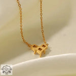 18K Gold Love Zircon Inlay Pendant Necklace - QH Clothing