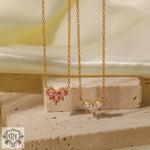 18K Gold Love Zircon Inlay Pendant Necklace - QH Clothing