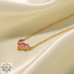 18K Gold Love Zircon Inlay Pendant Necklace - QH Clothing