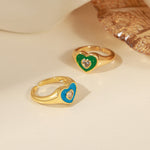 18K gold novel and fashionable love inlaid zircon design open ring - QH Clothing