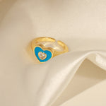 18K gold novel and fashionable love inlaid zircon design open ring - QH Clothing