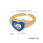 18K gold novel and fashionable love inlaid zircon design open ring - QH Clothing