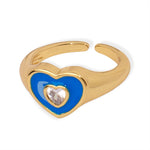 18K gold novel and fashionable love inlaid zircon design open ring - QH Clothing