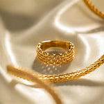 18K Gold Mesh Design Ring - QH Clothing