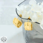 18K Gold Minimalist C Embossed Earrings - QH Clothing