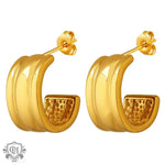 18K Gold Minimalist C Embossed Earrings - QH Clothing