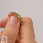 18K Gold Multi-Coloured Inlaid Ring - QH Clothing