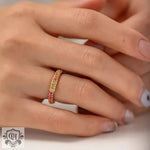 18K Gold Multi-Coloured Inlaid Ring - QH Clothing